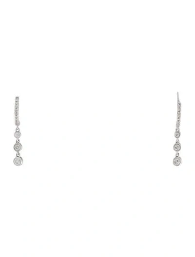 Pre-owned Ef Collection 14k Diamond Double Drop Mini Huggie Earrings In Multi