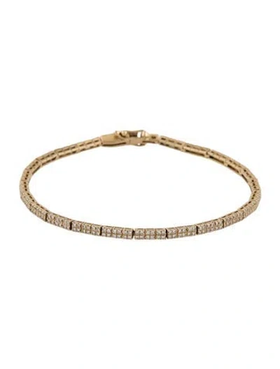 Pre-owned Ef Collection 14k Diamond Double Row Eternity Bracelet, 6.5" In Multicolor