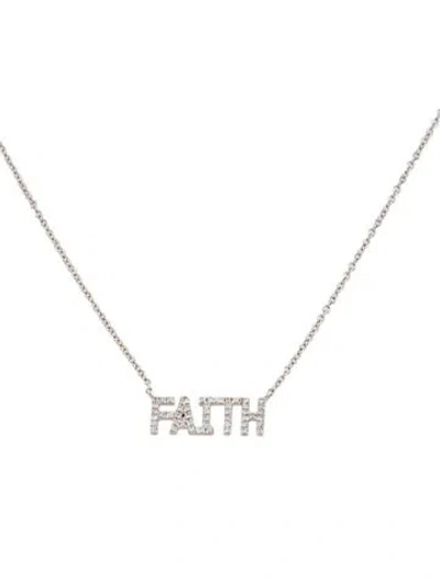 Pre-owned Ef Collection 14k Diamond 'faith' Pendant Necklace, 15.5" In Multi