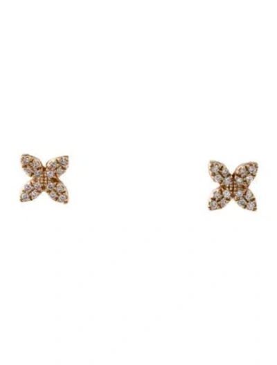 Pre-owned Ef Collection 14k Diamond Fleur Stud Earrings In Multi