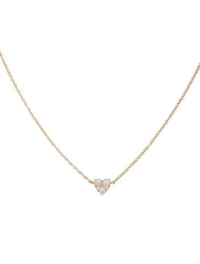 Pre-owned Ef Collection 14k Diamond Heart Pendant Necklace, 15.5" In Multi