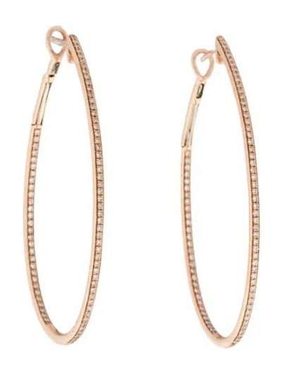 Pre-owned Ef Collection 14k Diamond Hoop Earrings In Multi
