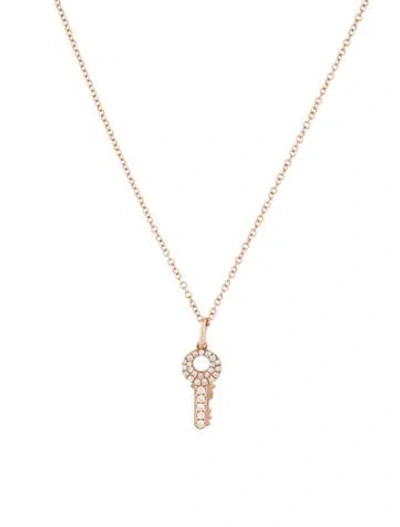 Pre-owned Ef Collection 14k Diamond Key Pendant Necklace, 18" In Multi