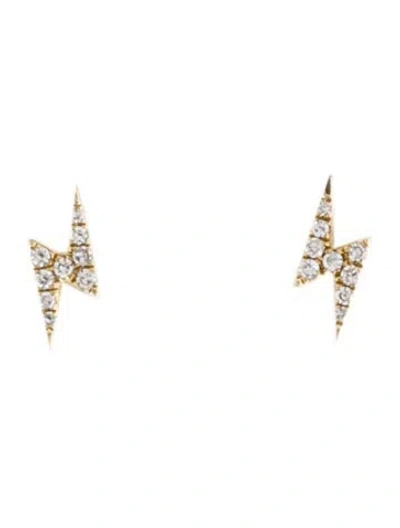 Pre-owned Ef Collection 14k Diamond Lightning Bolt Stud Earrings In Multi