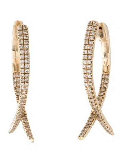 Pre-owned Ef Collection 14k Diamond Loop Hoop Earrings In Multicolor