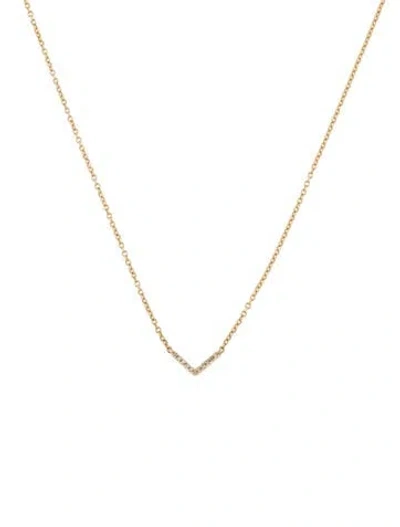 Pre-owned Ef Collection 14k Diamond Mini Chevron Pendant Necklace, 17.25" In Multi
