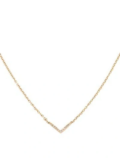 Pre-owned Ef Collection 14k Diamond Mini Chevron Pendant Necklace, 17.25" In Multicolor