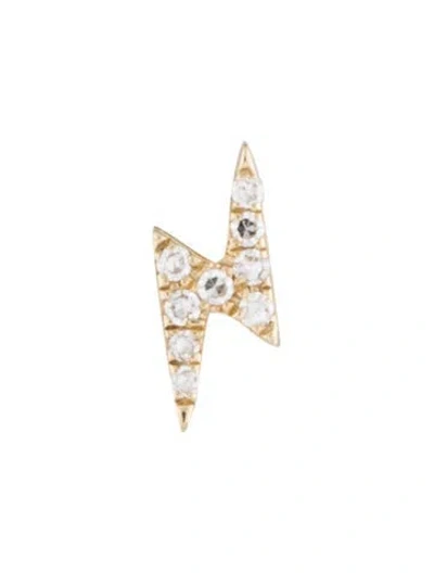 Pre-owned Ef Collection 14k Diamond Mini Lightning Bolt Stud Earring In Multi