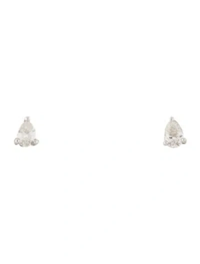 Pre-owned Ef Collection 14k Diamond Mini Pear Stud Earrings In Multicolor