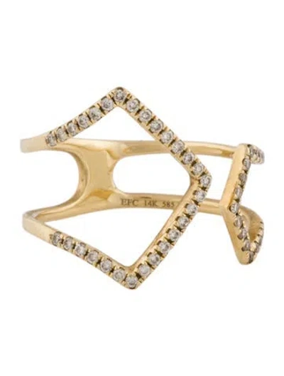 Pre-owned Ef Collection 14k Diamond Open Chevron Band In Multi