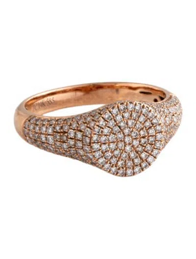 Pre-owned Ef Collection 14k Diamond Signet Ring In Multicolor