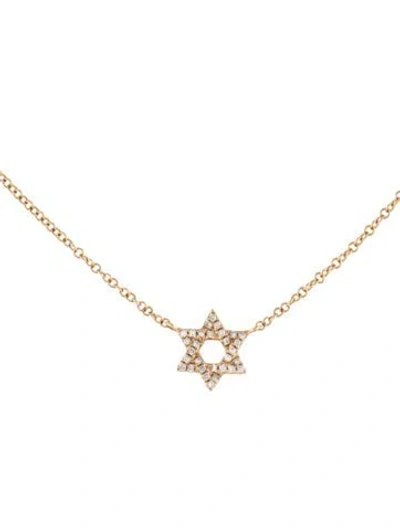 Pre-owned Ef Collection 14k Diamond Star Of David Pendant Necklace, 18" In Multicolor
