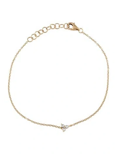 Pre-owned Ef Collection 14k Diamond Station Bracelet, 7.25" In Multicolor