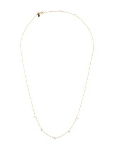Pre-owned Ef Collection 14k Diamond Station Necklace, 17" In Multicolor
