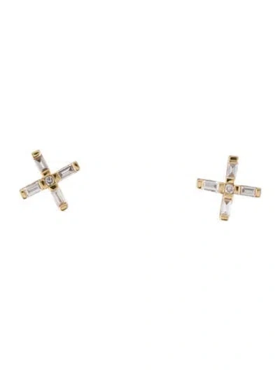 Pre-owned Ef Collection 14k Diamond Stud Earrings In Multi