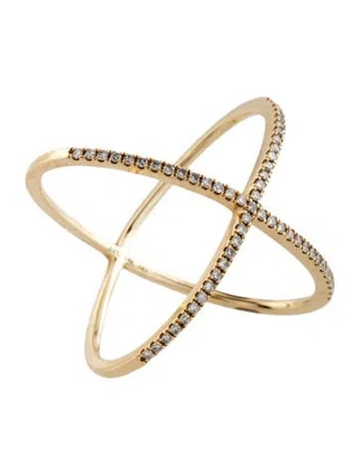 Pre-owned Ef Collection 14k Diamond X Cocktail Ring In Multicolor