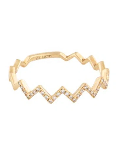 Pre-owned Ef Collection 14k Diamond Zig Zag Ring In Multicolor