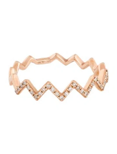 Pre-owned Ef Collection 14k Diamond Zig Zag Ring In Multicolor
