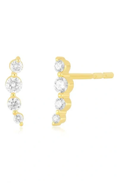 Ef Collection 14k Gold Diamond Arc Stud Earrings In Yellow Gold