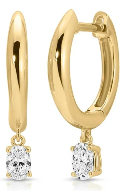 Ef Collection 14k Gold Diamond Oval Drop Dome Huggie Hoop Earrings In Red
