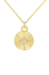 Ef Collection 14k Gold Fluted Diamond Disc Pendant Necklace In 14k Yellow Gold