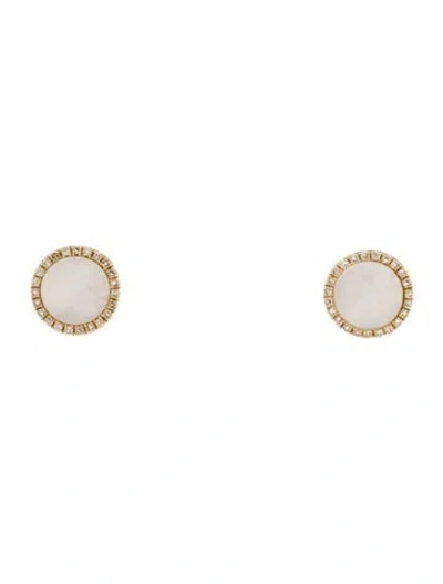 Pre-owned Ef Collection 14k Mother Of Pearl & Diamond Stud Earrings In Multi