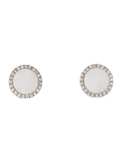 Pre-owned Ef Collection 14k Mother Of Pearl & Diamond Stud Earrings In Multi