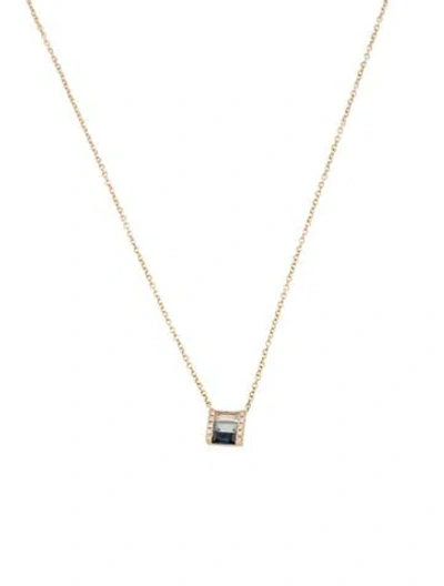 Pre-owned Ef Collection 14k Multistone & Diamond Pendant Necklace, 18"