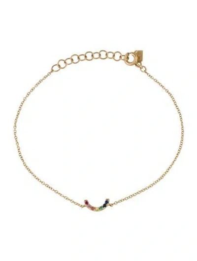 Pre-owned Ef Collection 14k Multistone Link Bracelet, 6.5"
