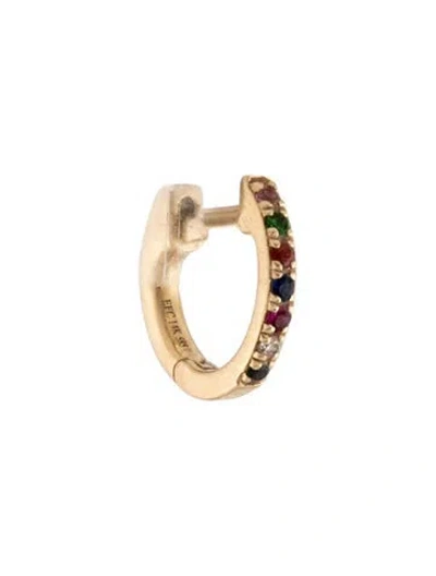 Pre-owned Ef Collection 14k Multistone Rainbow Single Huggie Earring In Multicolor