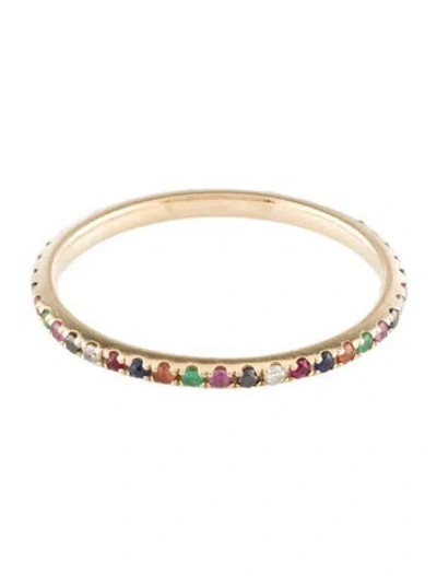 Pre-owned Ef Collection 14k Mutistone Rainbow Eternity Band In Multi