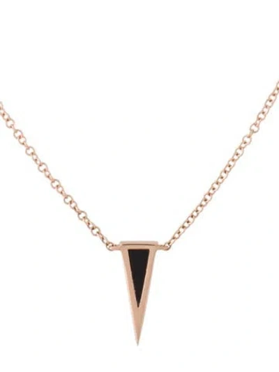 Pre-owned Ef Collection 14k Onyx Triangle Pendant Necklace, 18" In Multi