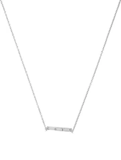 Pre-owned Ef Collection 14k Quartz & Diamond Bar Pendant Necklace, 18" In Multicolor