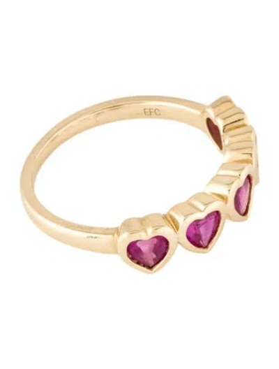 Pre-owned Ef Collection 14k Ruby Heart Band Ring In Multicolor