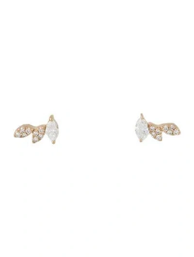 Pre-owned Ef Collection 14k Triple Marquise Stud Earrings In Multicolor