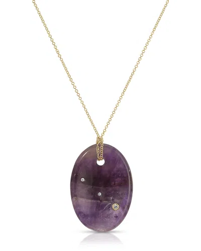 Ef Collection 14k Yellow Gold Amethyst & Diamond Aura Necklace, 26 In Brown