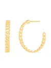 Ef Collection 14k Yellow Gold Curb-chain Hoop Earring In Gold