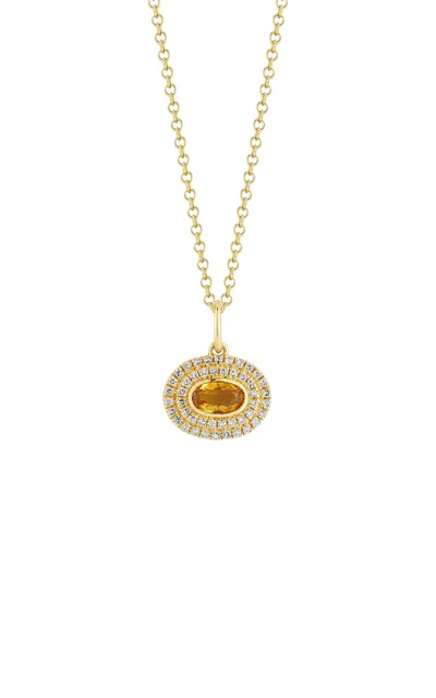 Ef Collection 14k Yellow Gold Diamond And Citrine Necklace