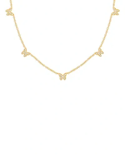 Ef Collection 14k Yellow Gold Diamond Baby Butterflies Necklace, 18