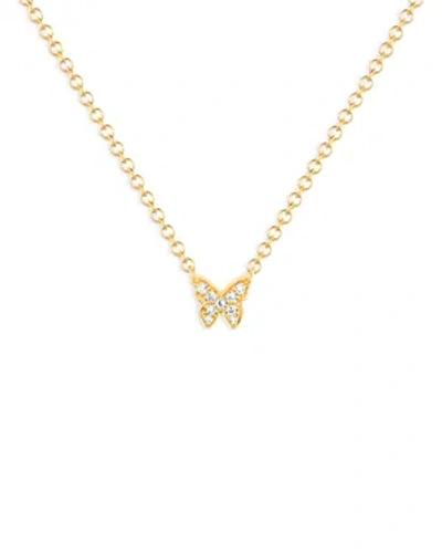 Ef Collection 14k Yellow Gold Diamond Baby Butterfly Necklace, 16