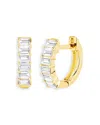 Ef Collection 14k Gold Prong Set Diamond Baguette Huggie Earring In Gold