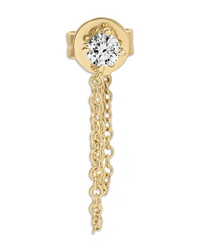 Ef Collection 14k Yellow Gold Diamond Chain Single Stud Earring, 0.1 Tcw