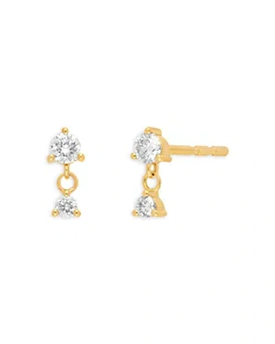 Ef Collection 14k Yellow Gold Diamond Dangle Stud Earrings