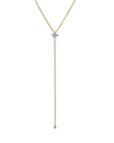 Ef Collection 14k Yellow Gold Diamond Fleur Lariat Necklace, 18