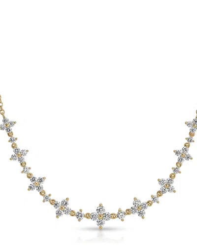 Ef Collection 14k Yellow Gold Diamond Fleur Necklace, 18 In Brown