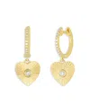 Ef Collection Diamond Fluted Heart Huggie Hoop Earrings In Gold