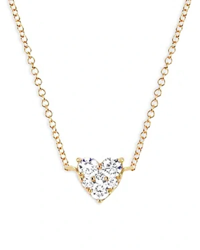 Ef Collection 14k Yellow Gold Diamond Heart Cluster Pendant Necklace, 14-15.5