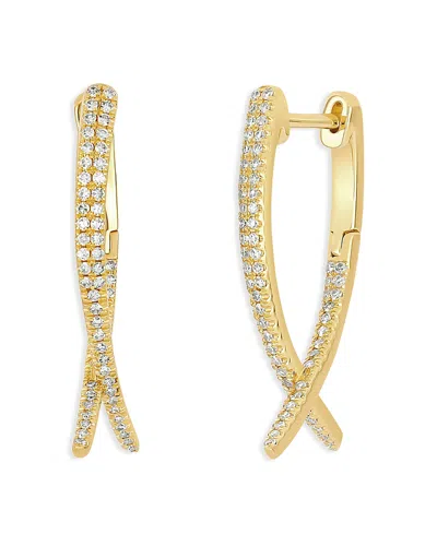 Ef Collection Diamond Loop Hoop Ear Jackets In 14k Yellow Gold