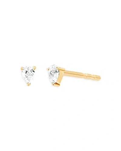Ef Collection 14k Yellow Gold Diamond Pear Stud Earrings