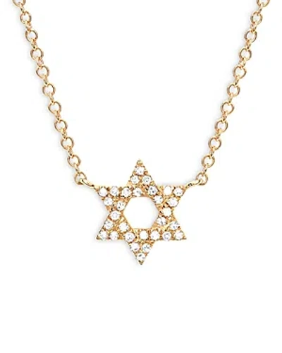 Ef Collection 14k Yellow Gold Diamond Star Of David Pendant Necklace, 16-18